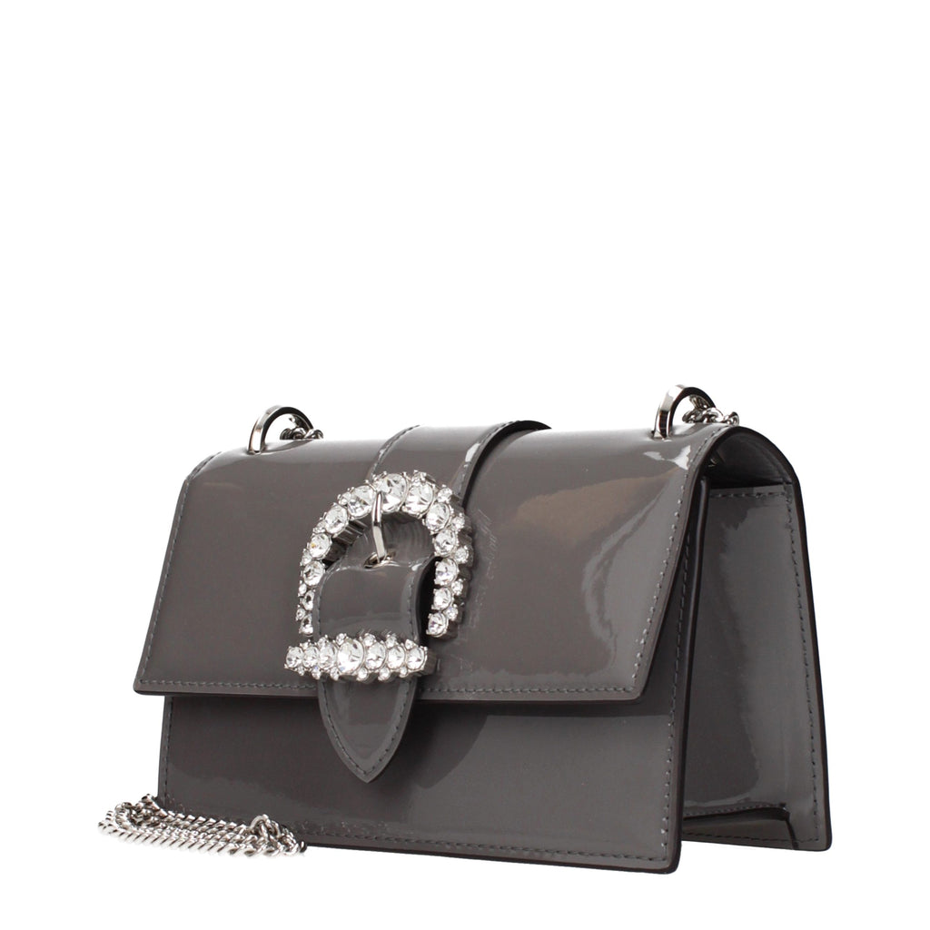 Graue Leder Schultertasche