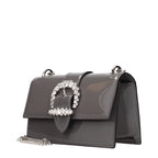 Graue Leder Schultertasche
