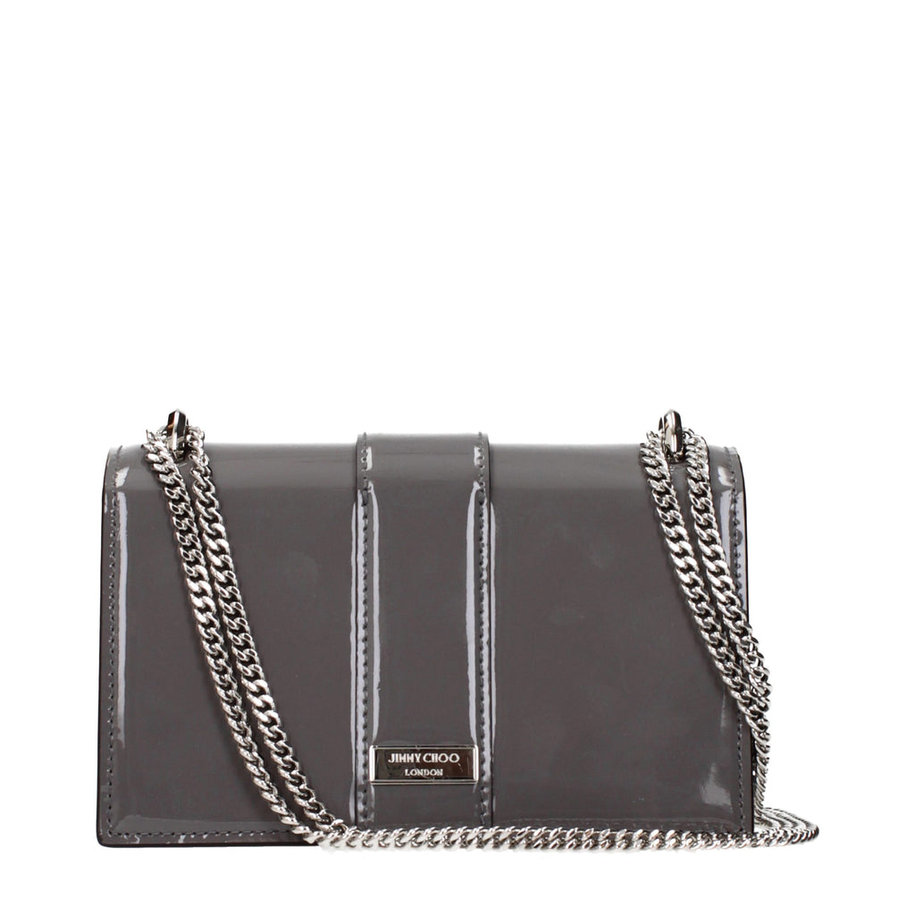 Graue Leder Schultertasche