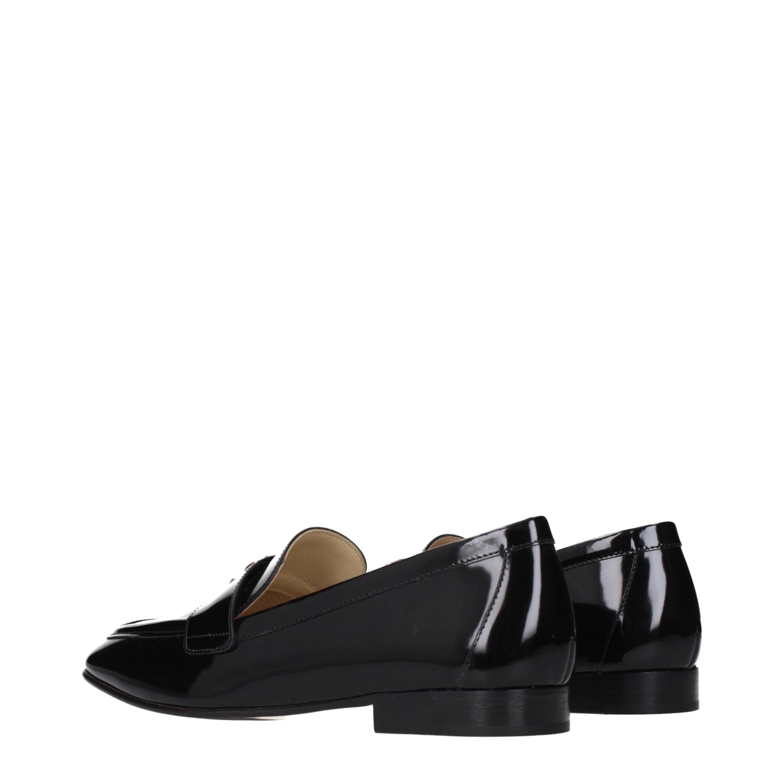 Schwarze Leder Loafer zum Hineinschlüpfen