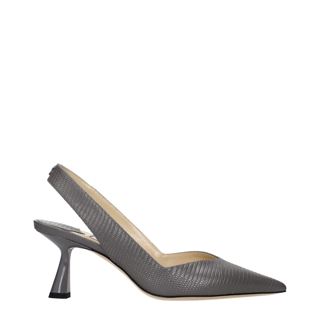 Graue Lederpumps