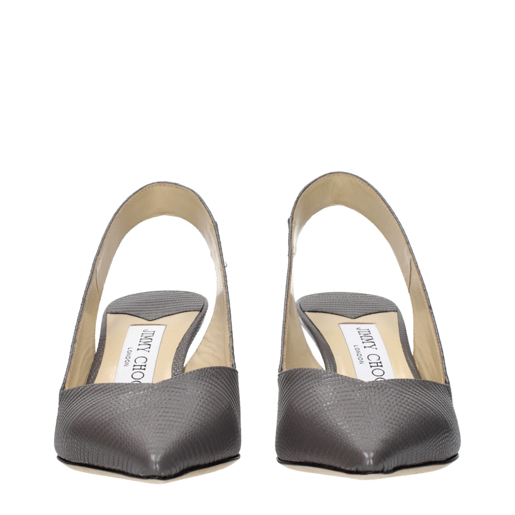 Graue Lederpumps