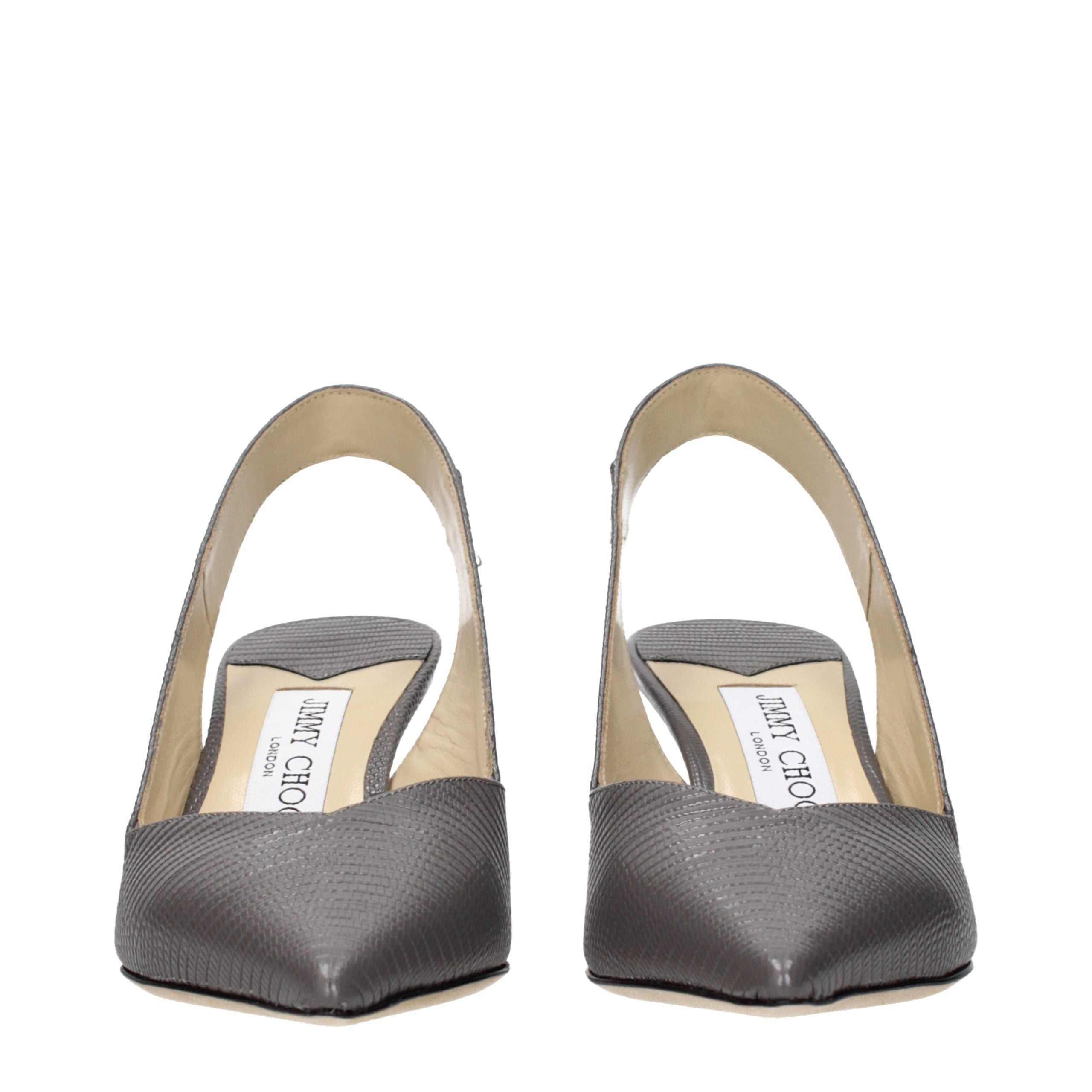 Graue Lederpumps