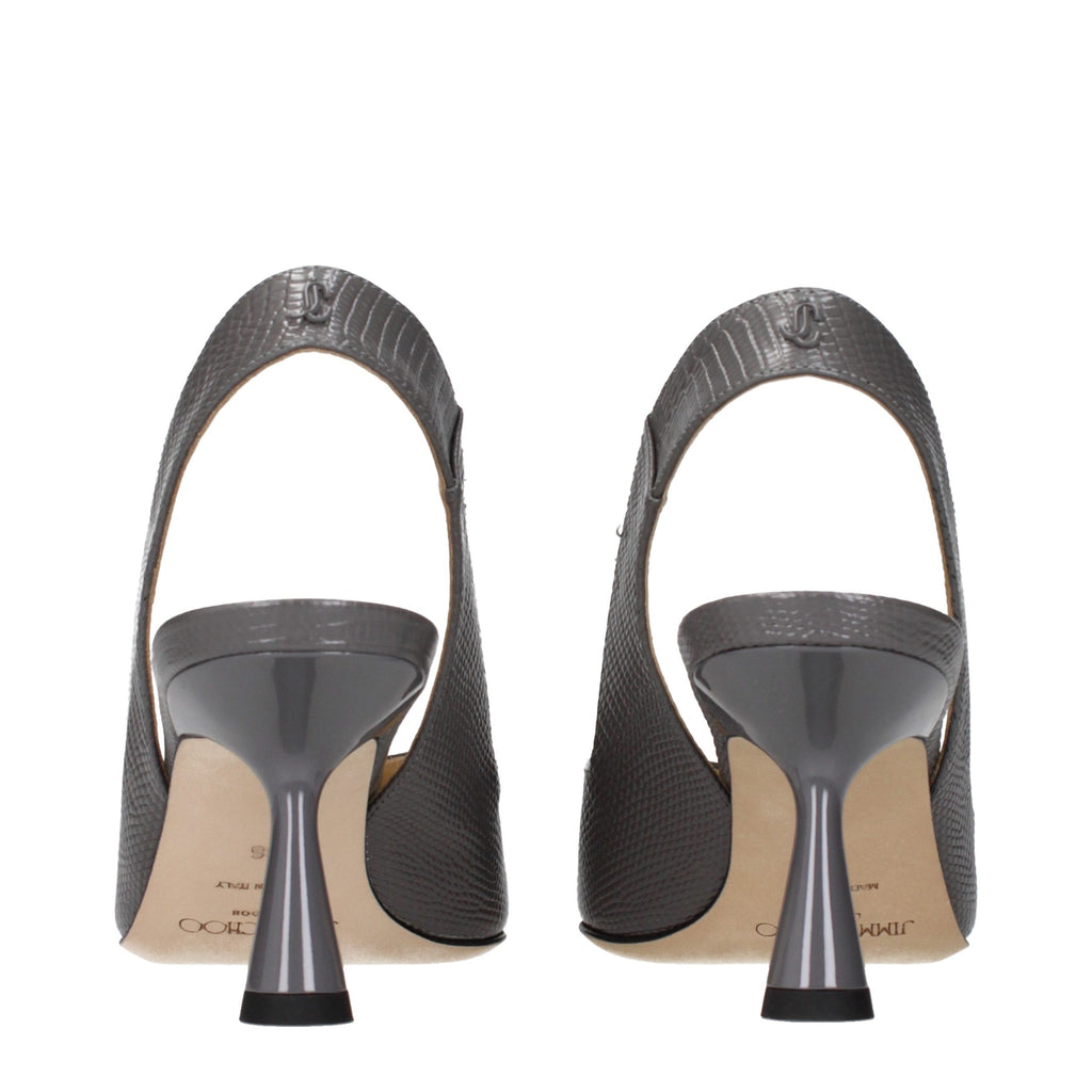 Graue Lederpumps