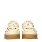 Beige Leather Low Top Sneakers