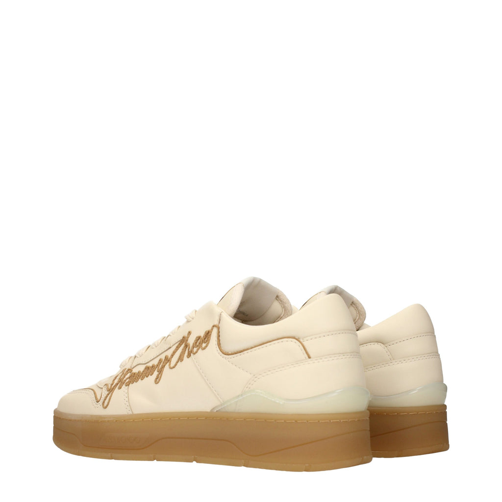 Beige Leather Low Top Sneakers
