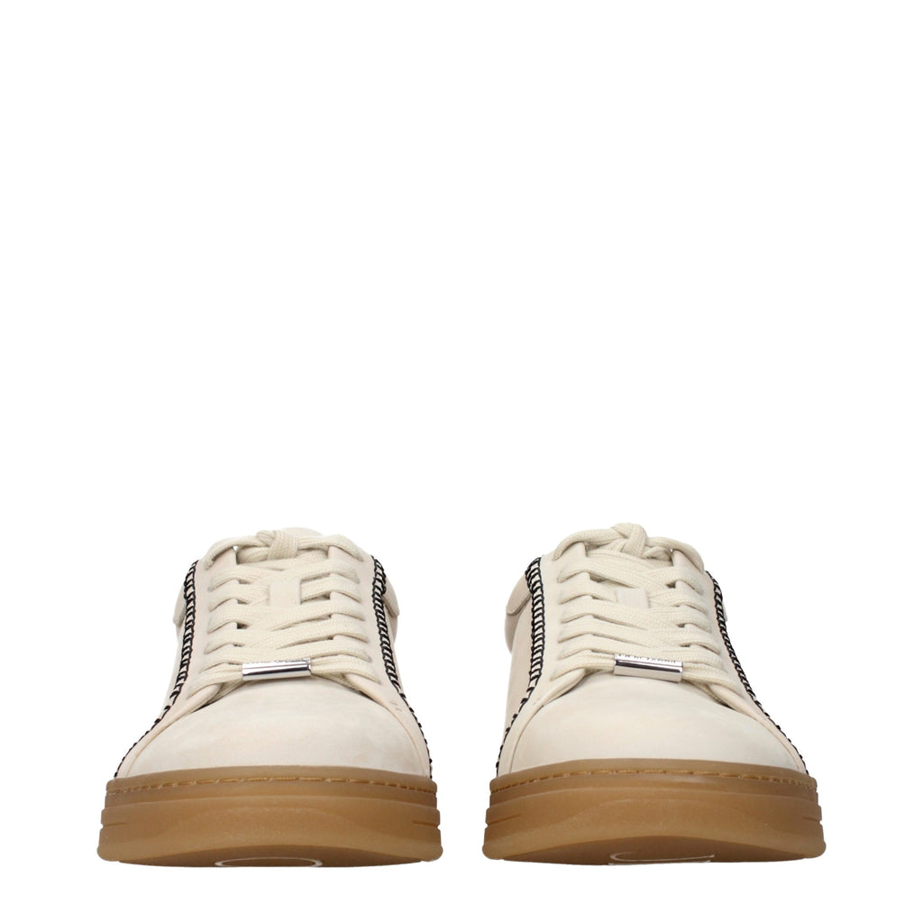 Beige Leder Low-Top Sneaker