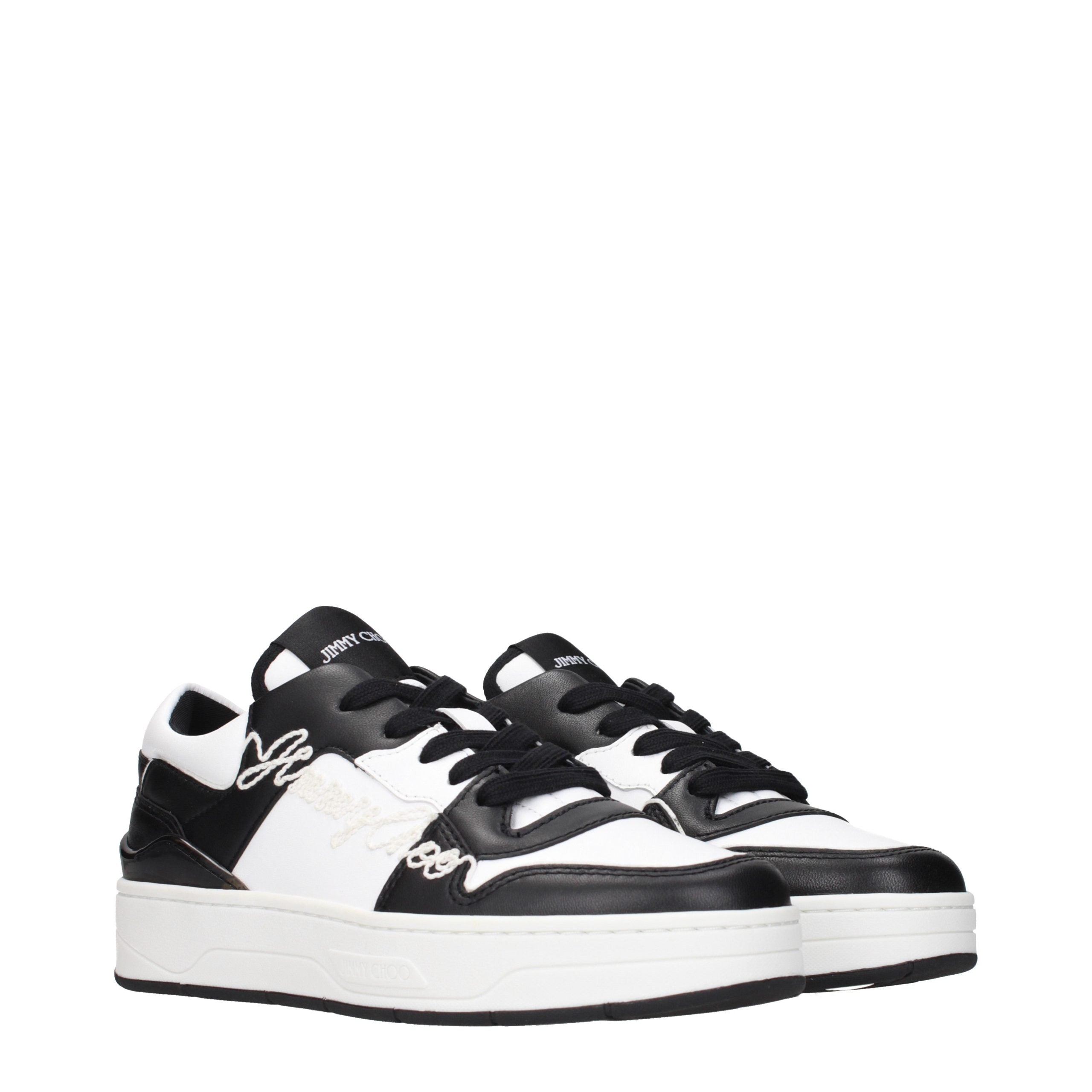 Schwarze Leder Low-Top-Sneaker