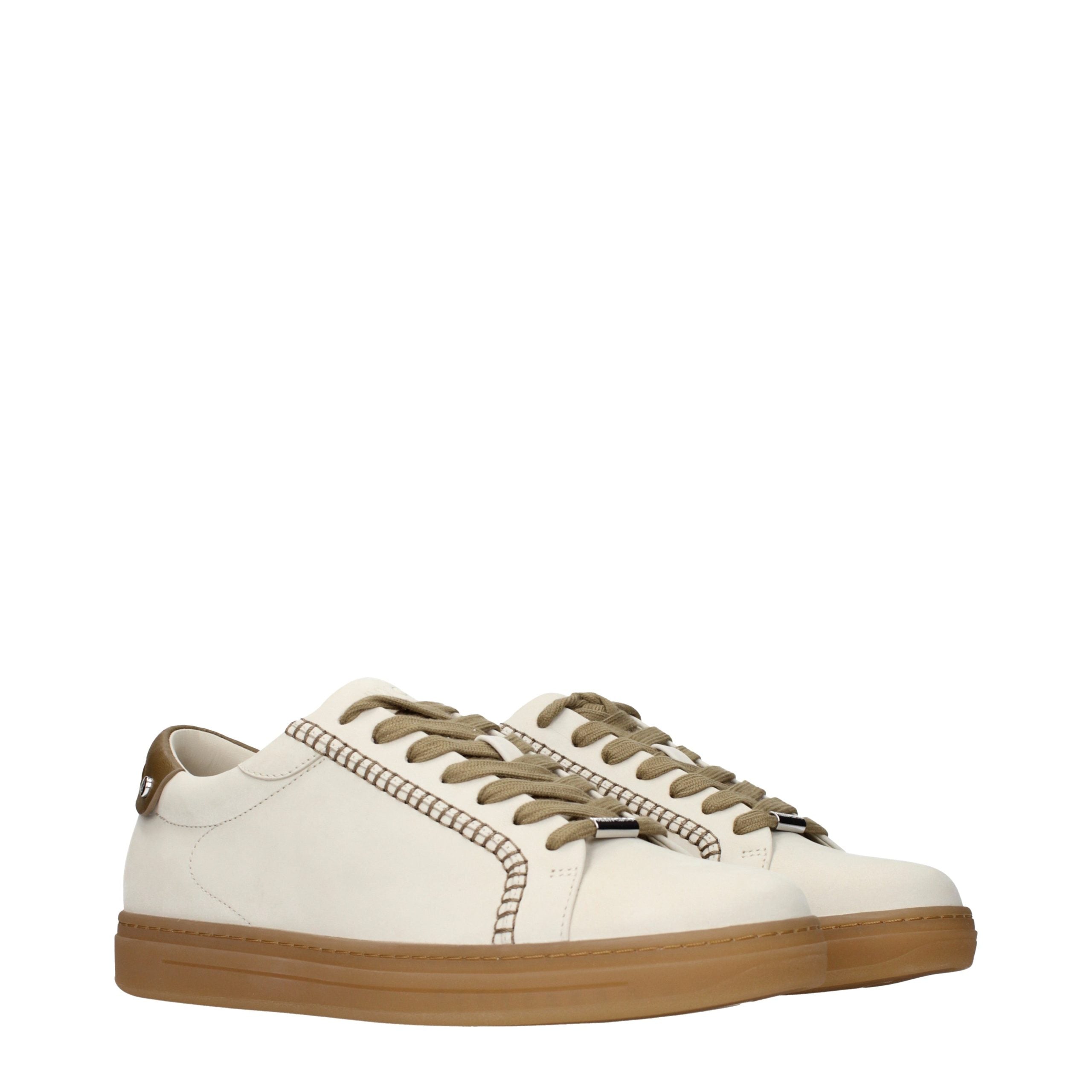 Beige Leder Low-Top Sneaker