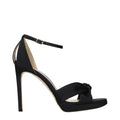 Schwarze Satin-Plateau-Sandalen