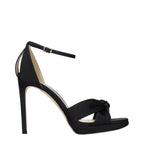 Schwarze Satin-Plateau-Sandalen