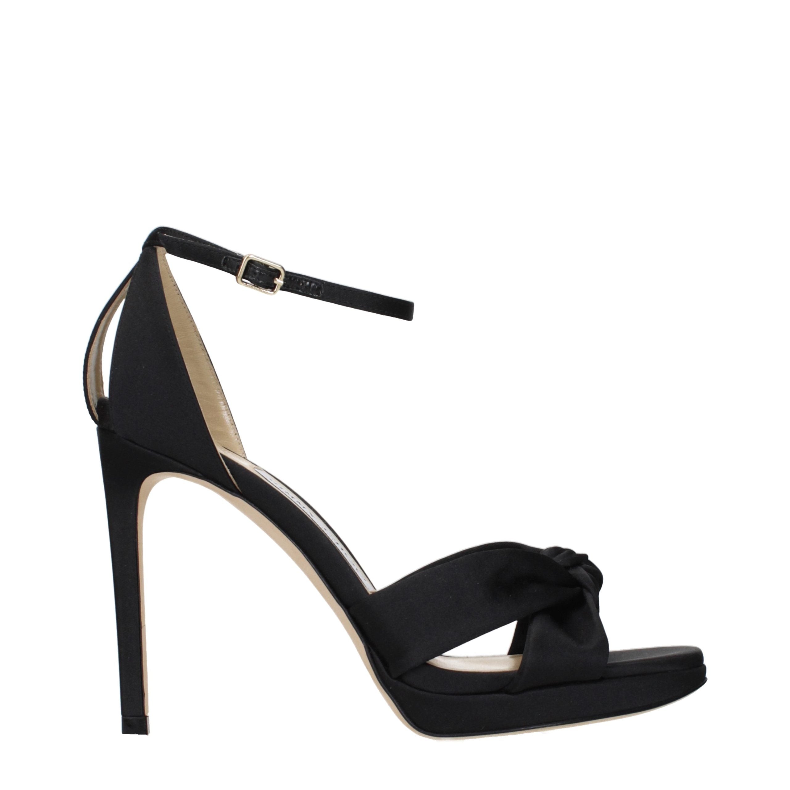 Schwarze Satin-Plateau-Sandalen