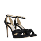 Schwarze Satin-Plateau-Sandalen