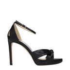 Schwarze Leder Plateau-Sandalen