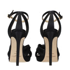 Schwarze Satin-Plateau-Sandalen