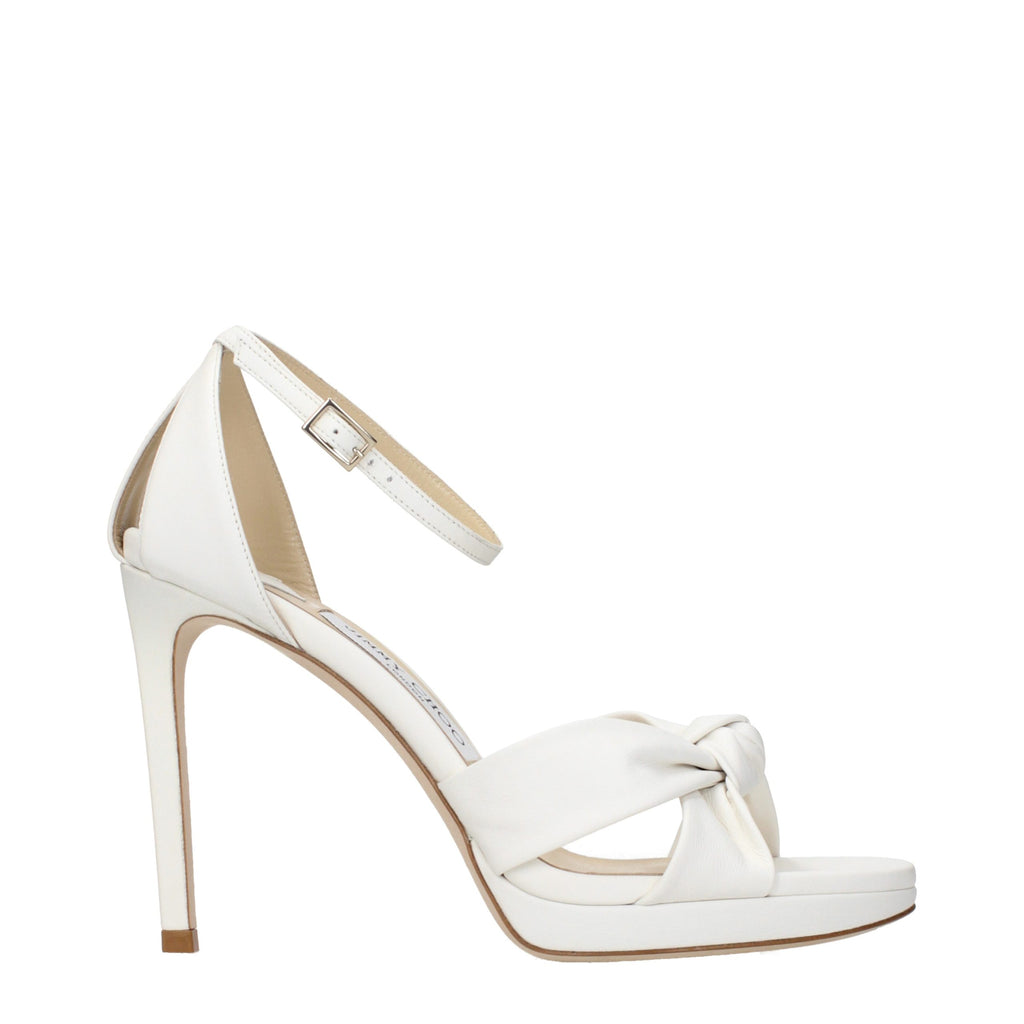 Weiße Leder-Plateau-Sandalen