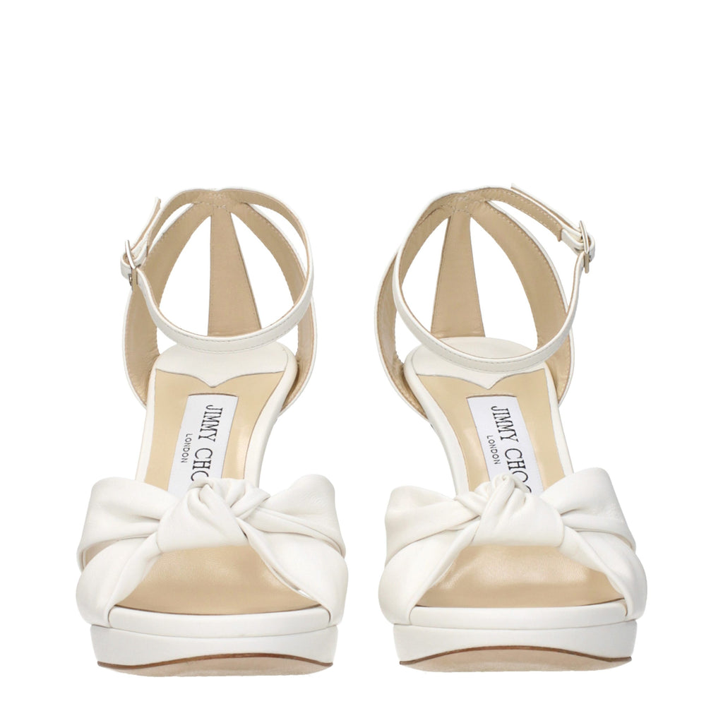 Weiße Leder-Plateau-Sandalen