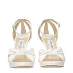 Weiße Leder-Plateau-Sandalen