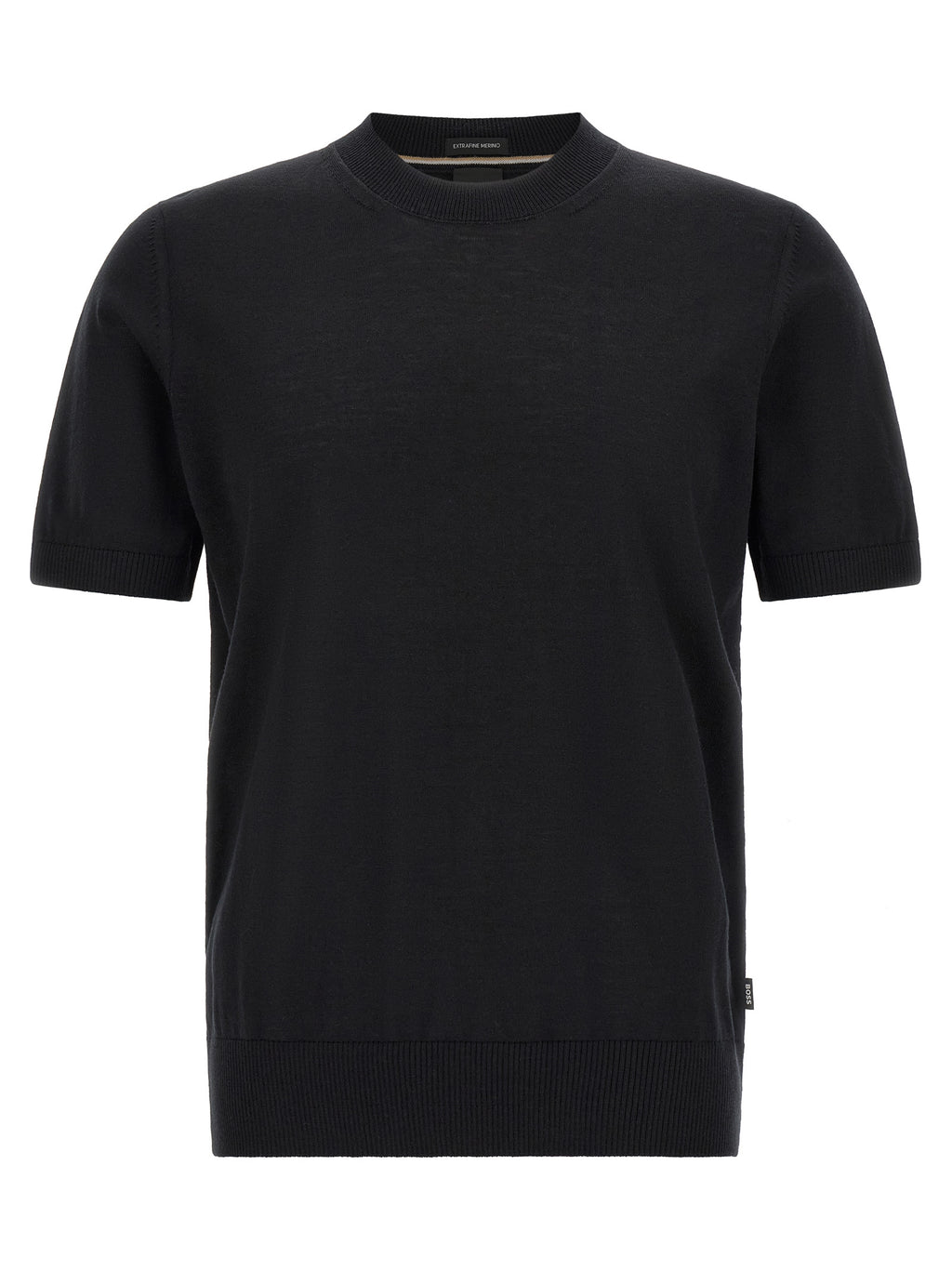 Schwarzes T-Shirt aus reiner Schurwolle