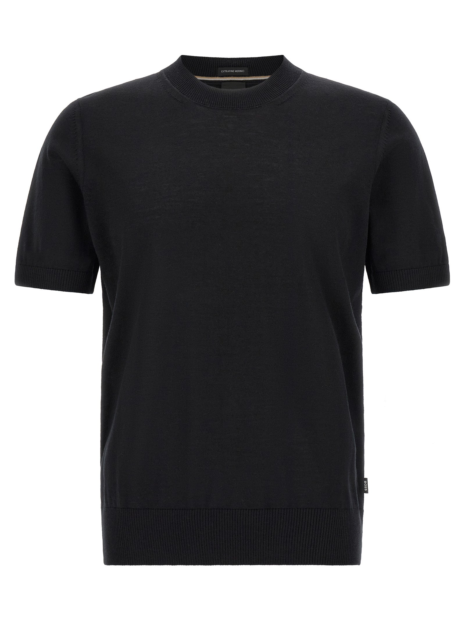 Schwarzes T-Shirt aus reiner Schurwolle