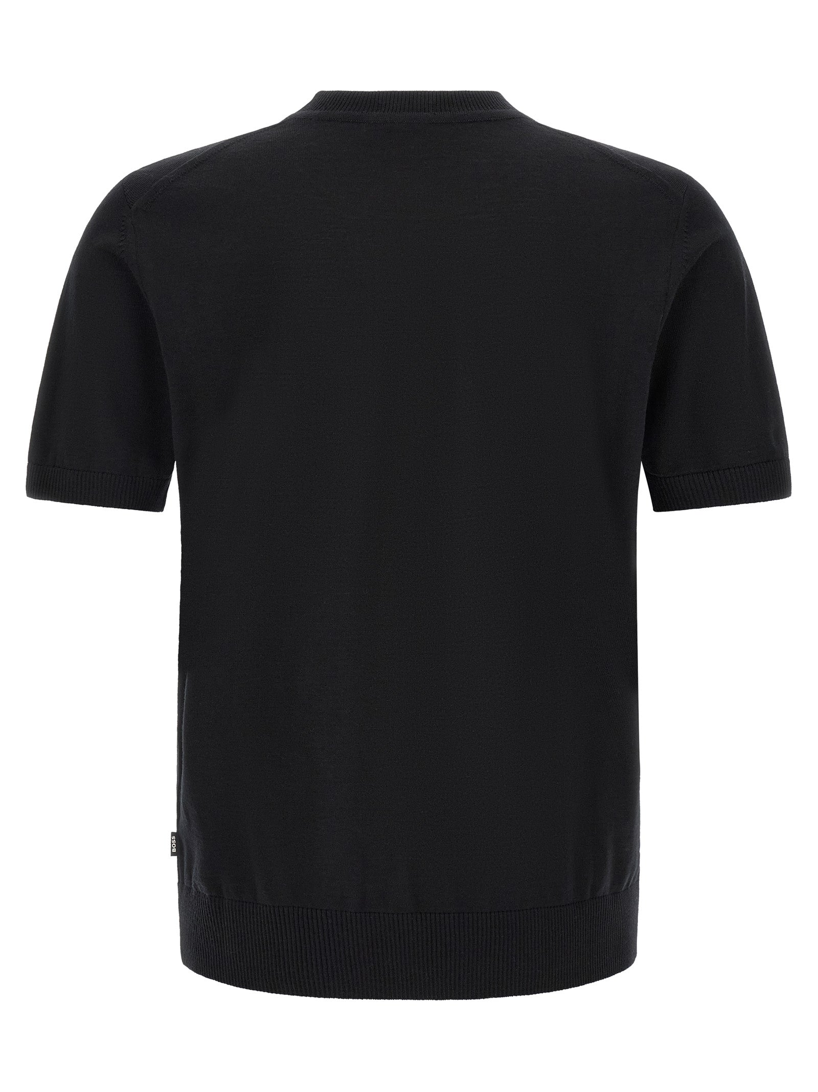 Schwarzes T-Shirt aus reiner Schurwolle