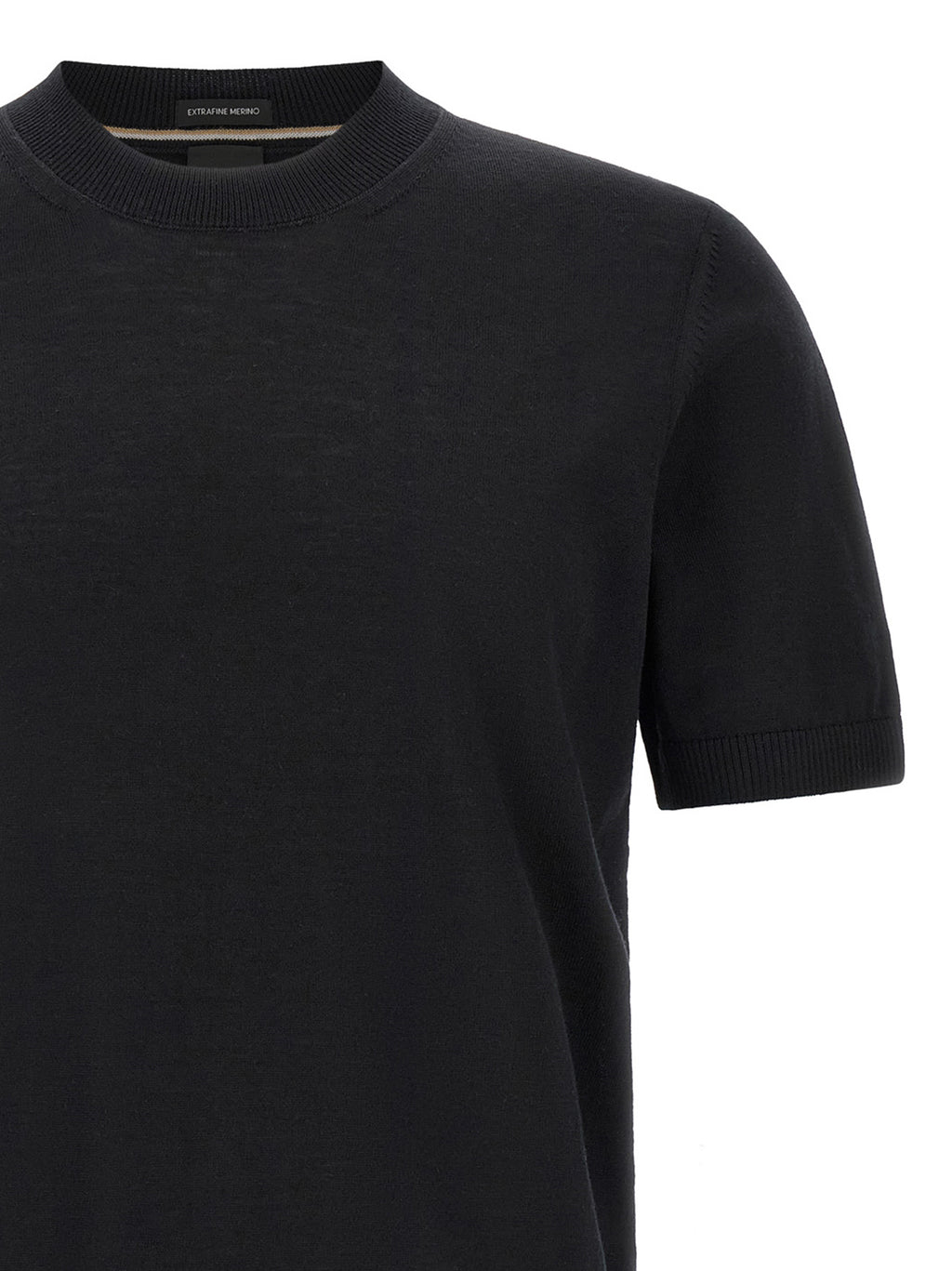 Schwarzes T-Shirt aus reiner Schurwolle