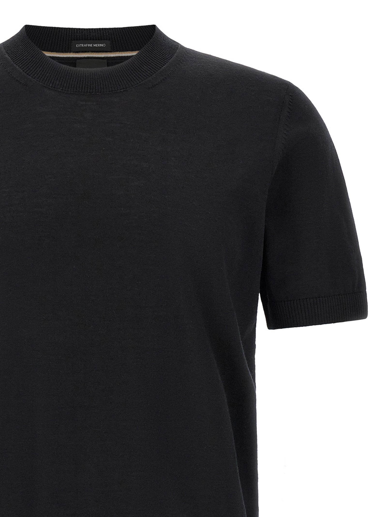 Schwarzes T-Shirt aus reiner Schurwolle