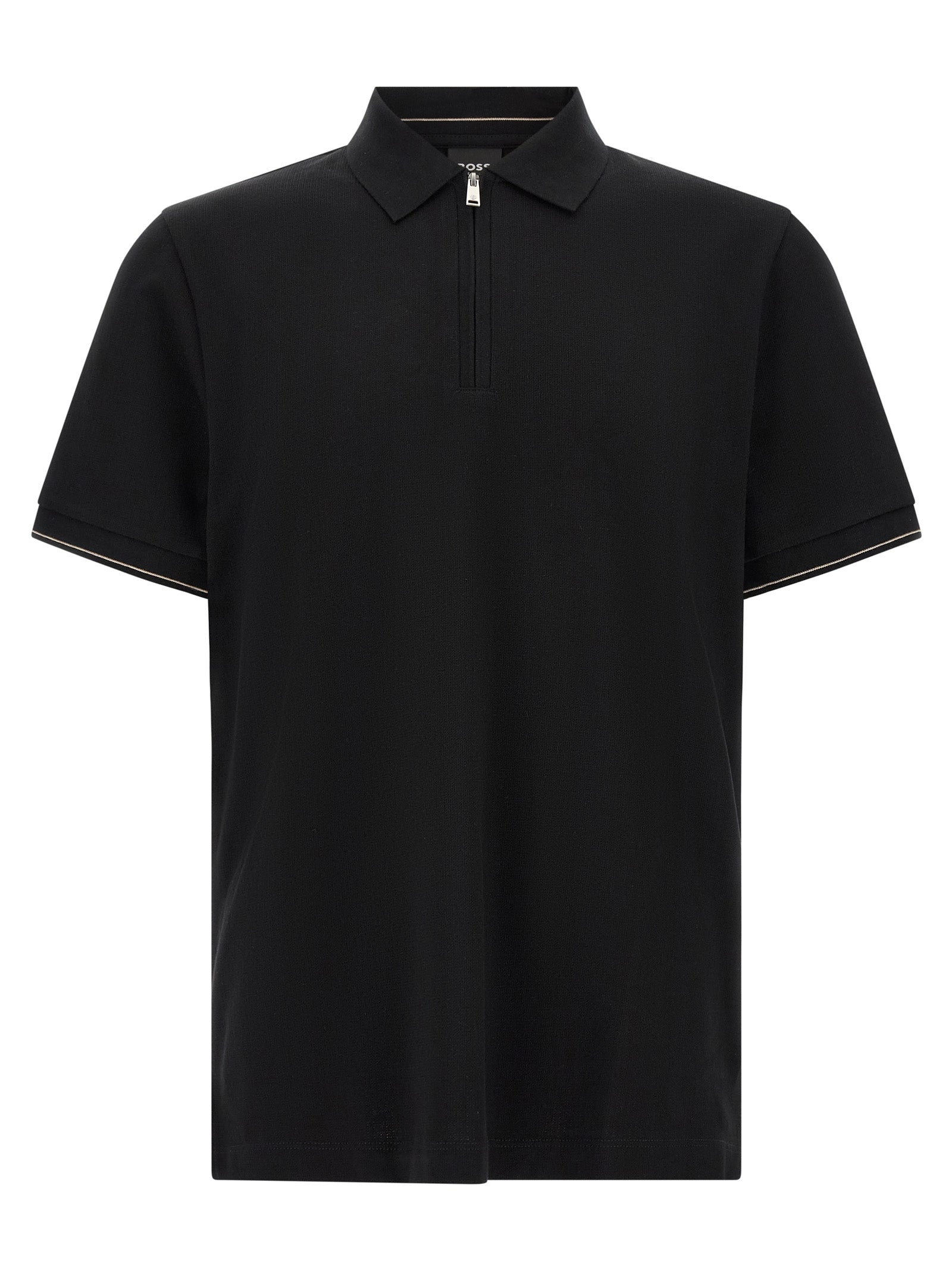 Schwarzes Baumwoll-Poloshirt