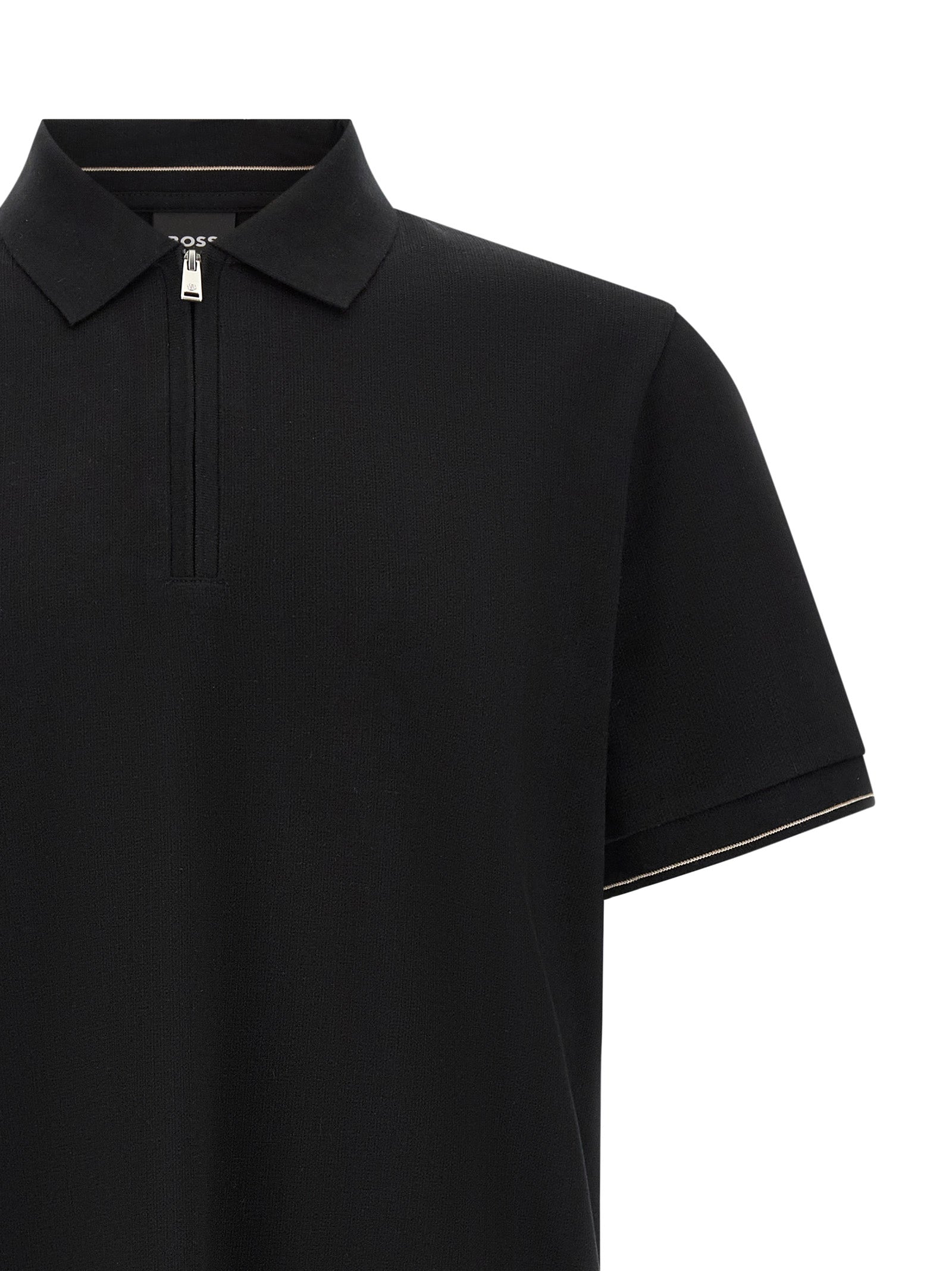 Schwarzes Baumwoll-Poloshirt