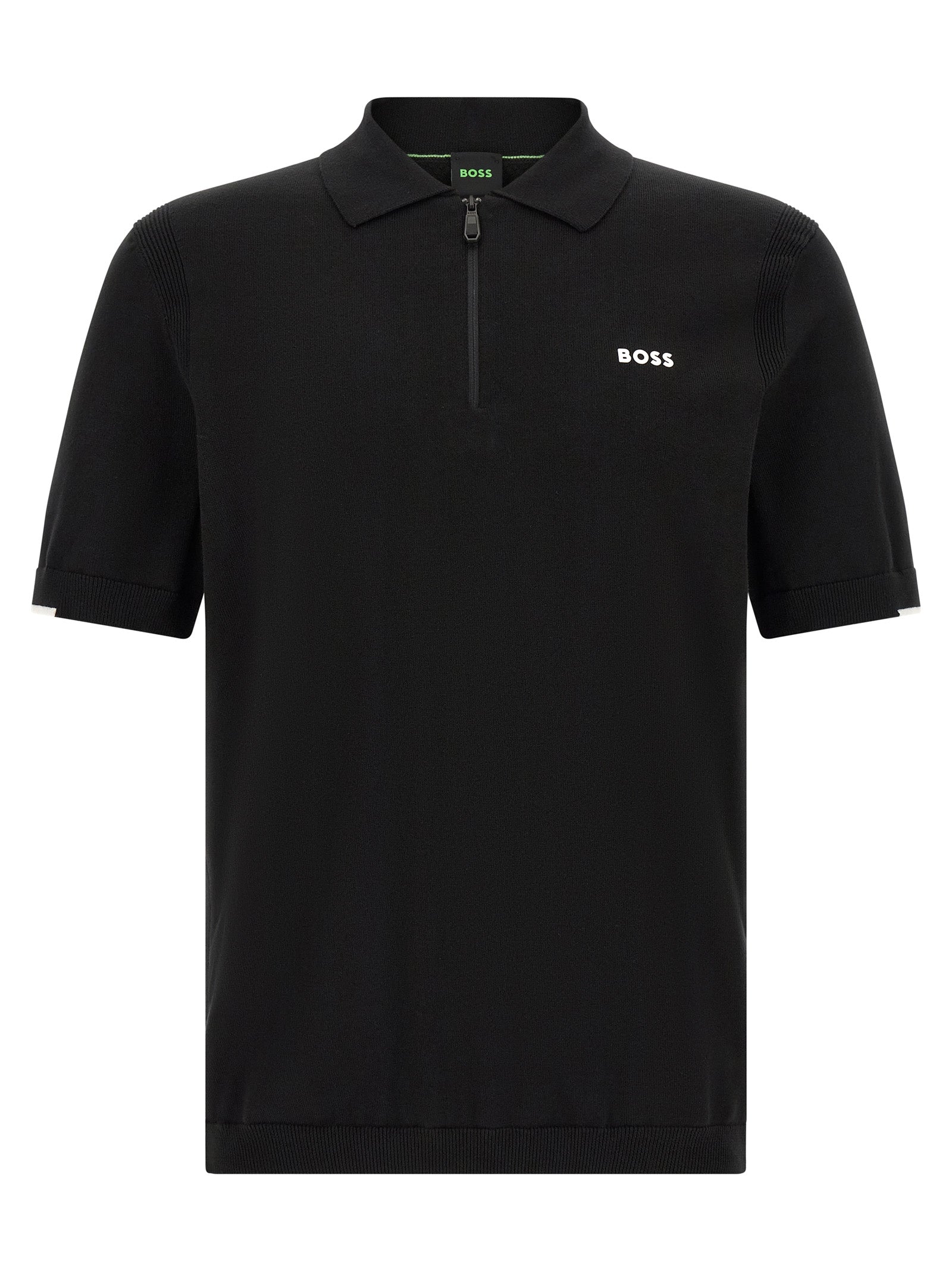 Schwarzes Baumwoll-Poloshirt