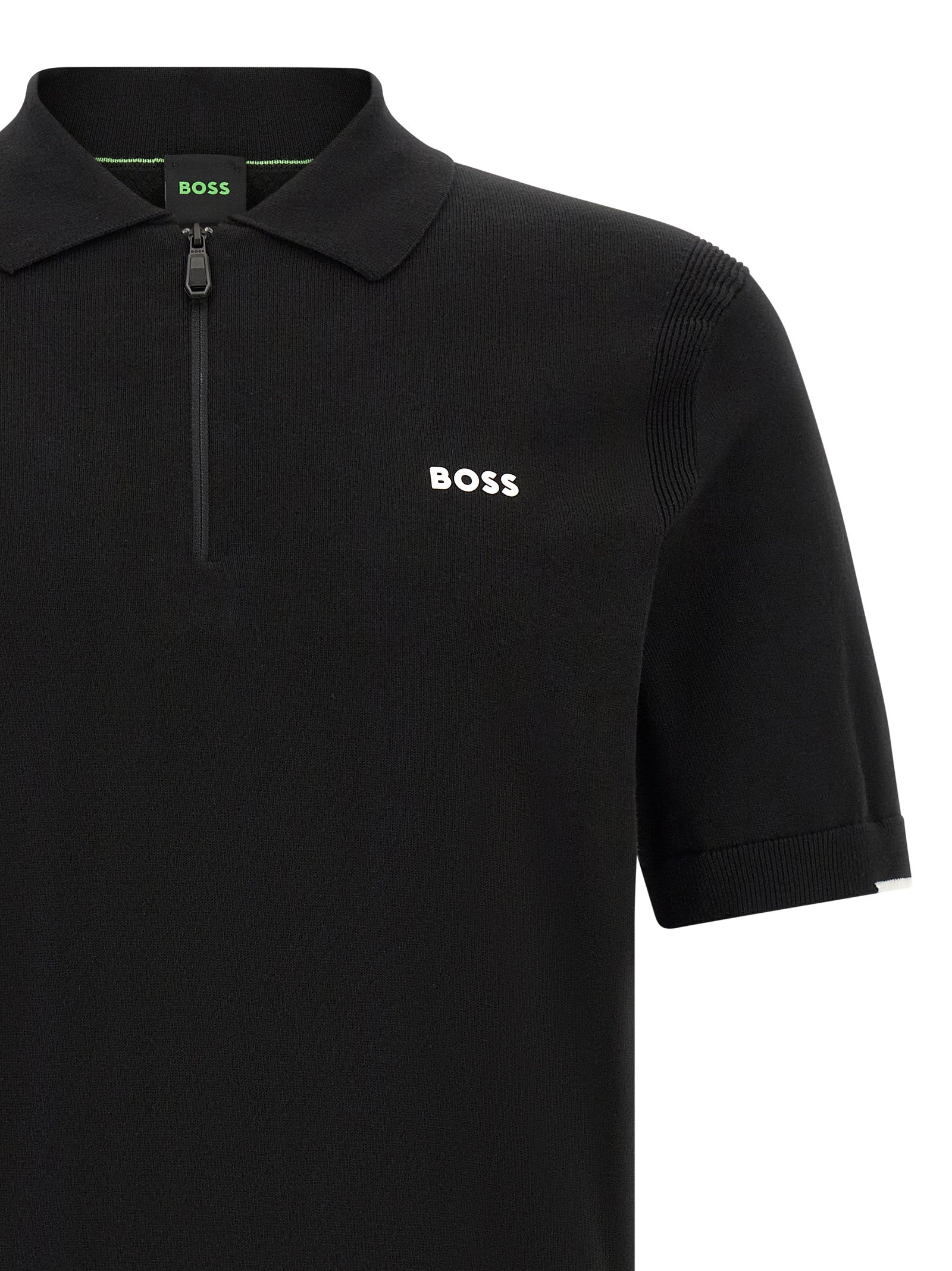 Schwarzes Baumwoll-Poloshirt