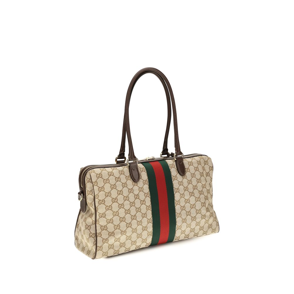 Beige Stoff-Handtasche