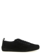 Schwarze Leder Low-Top-Sneaker