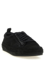 Schwarze Leder Low-Top-Sneaker