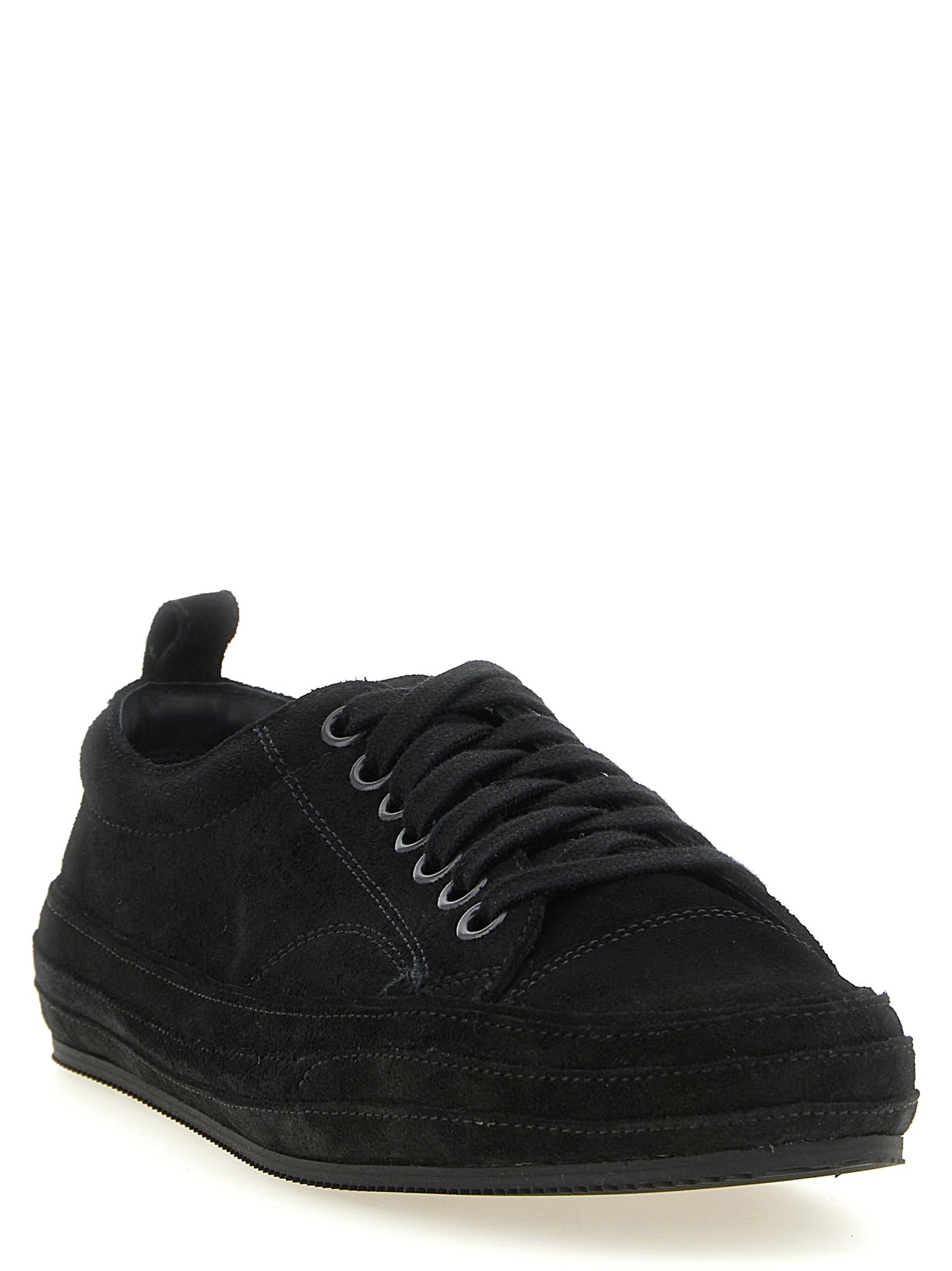 Schwarze Leder Low-Top-Sneaker