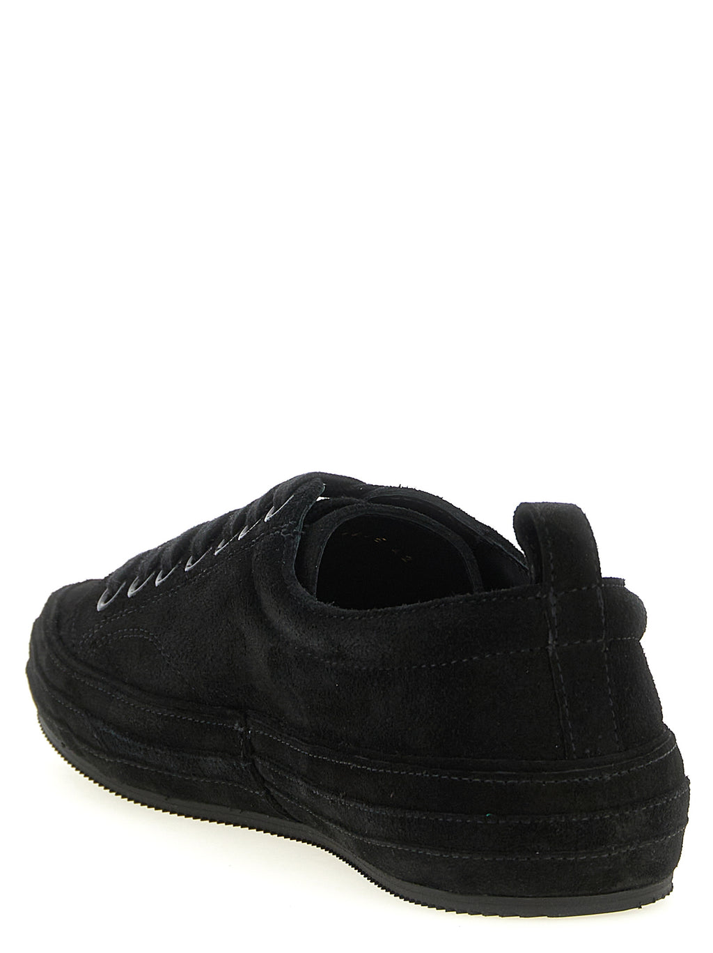 Schwarze Leder Low-Top-Sneaker