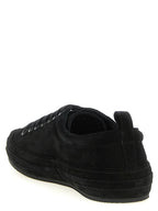 Schwarze Leder Low-Top-Sneaker