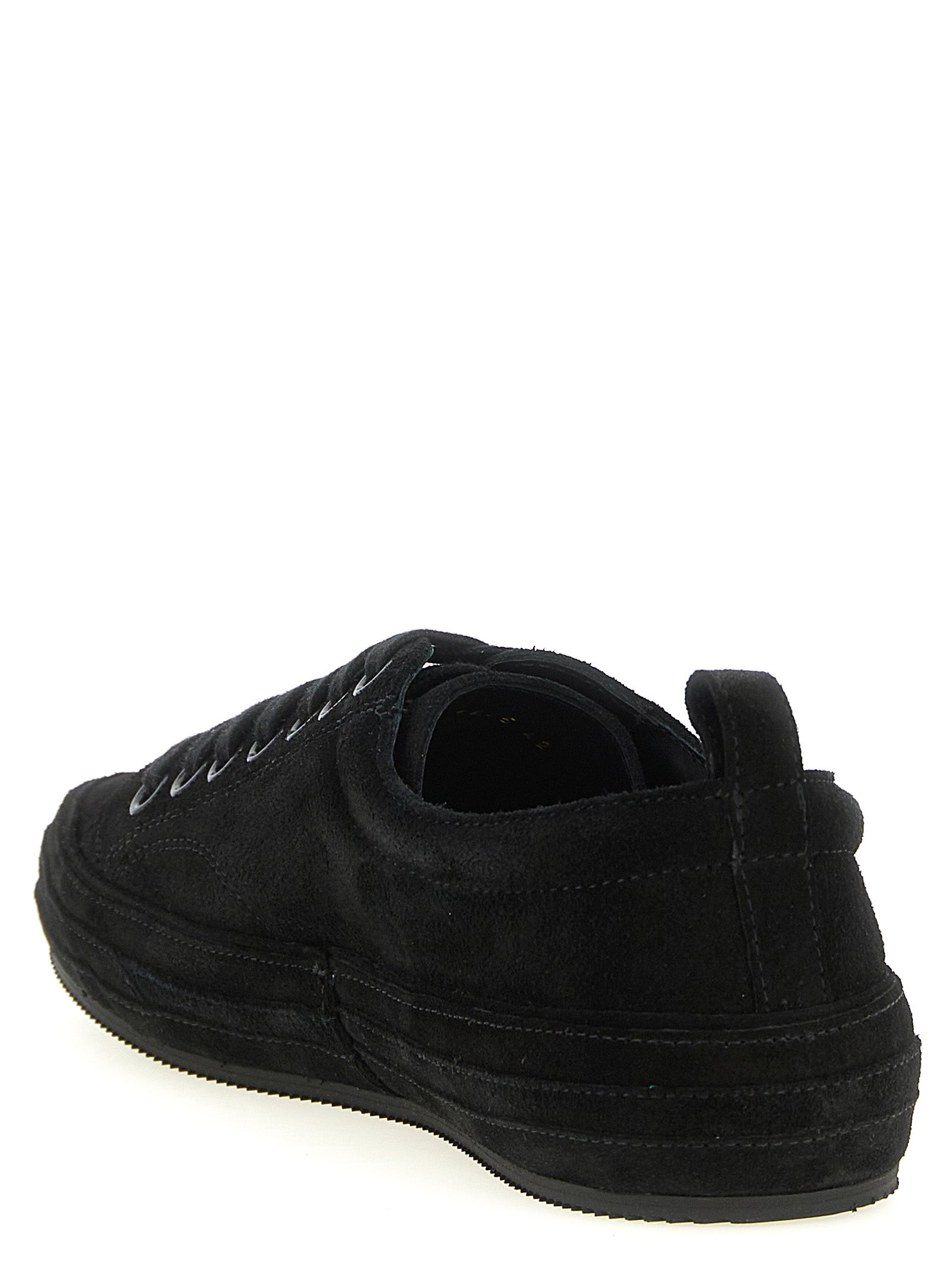 Schwarze Leder Low-Top-Sneaker