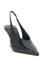 Blaue Leder Pumps mit hohem Absatz