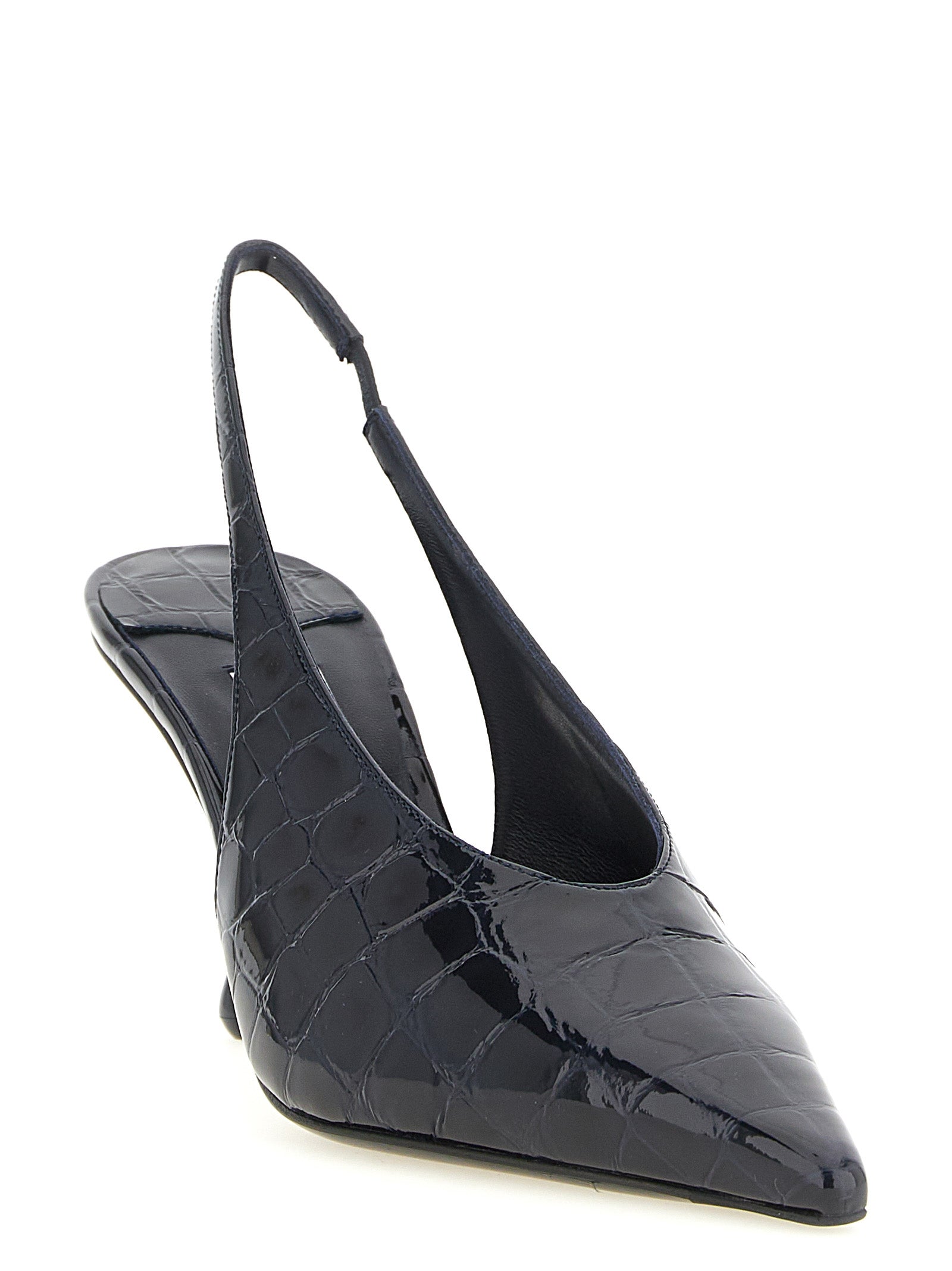 Blaue Leder Pumps mit hohem Absatz