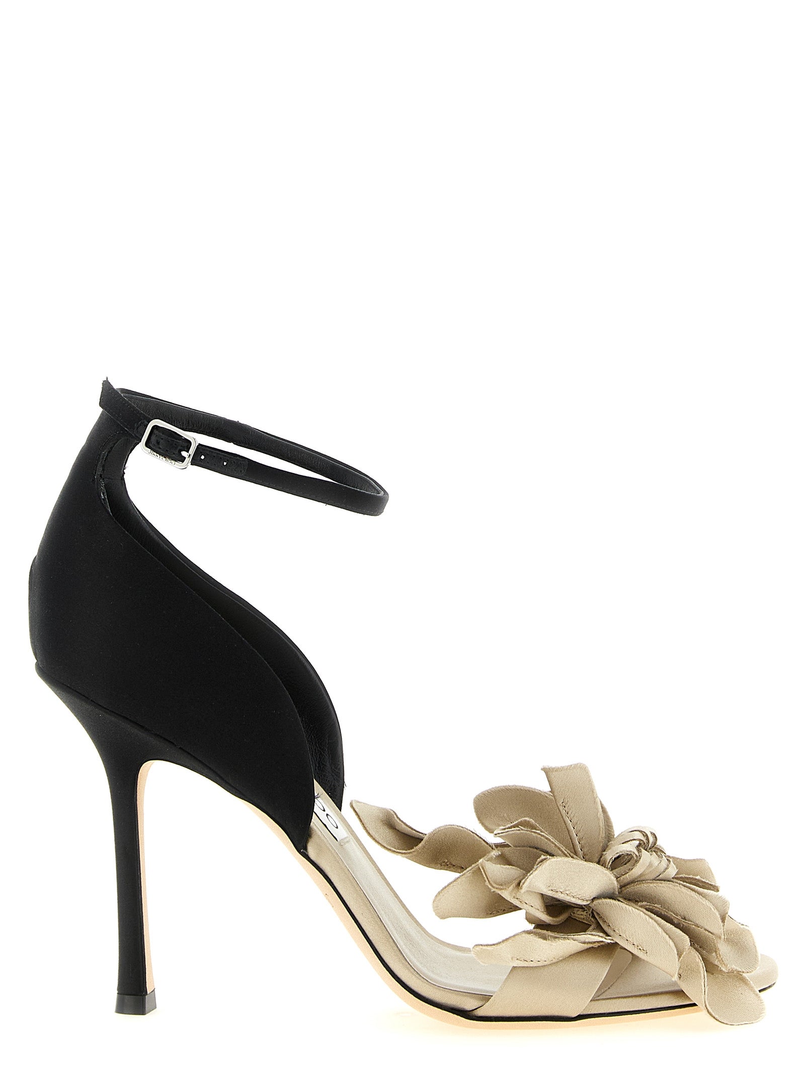 Mehrfarbige Tencel-Stilettosandalen