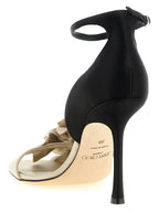 Mehrfarbige Tencel-Stilettosandalen