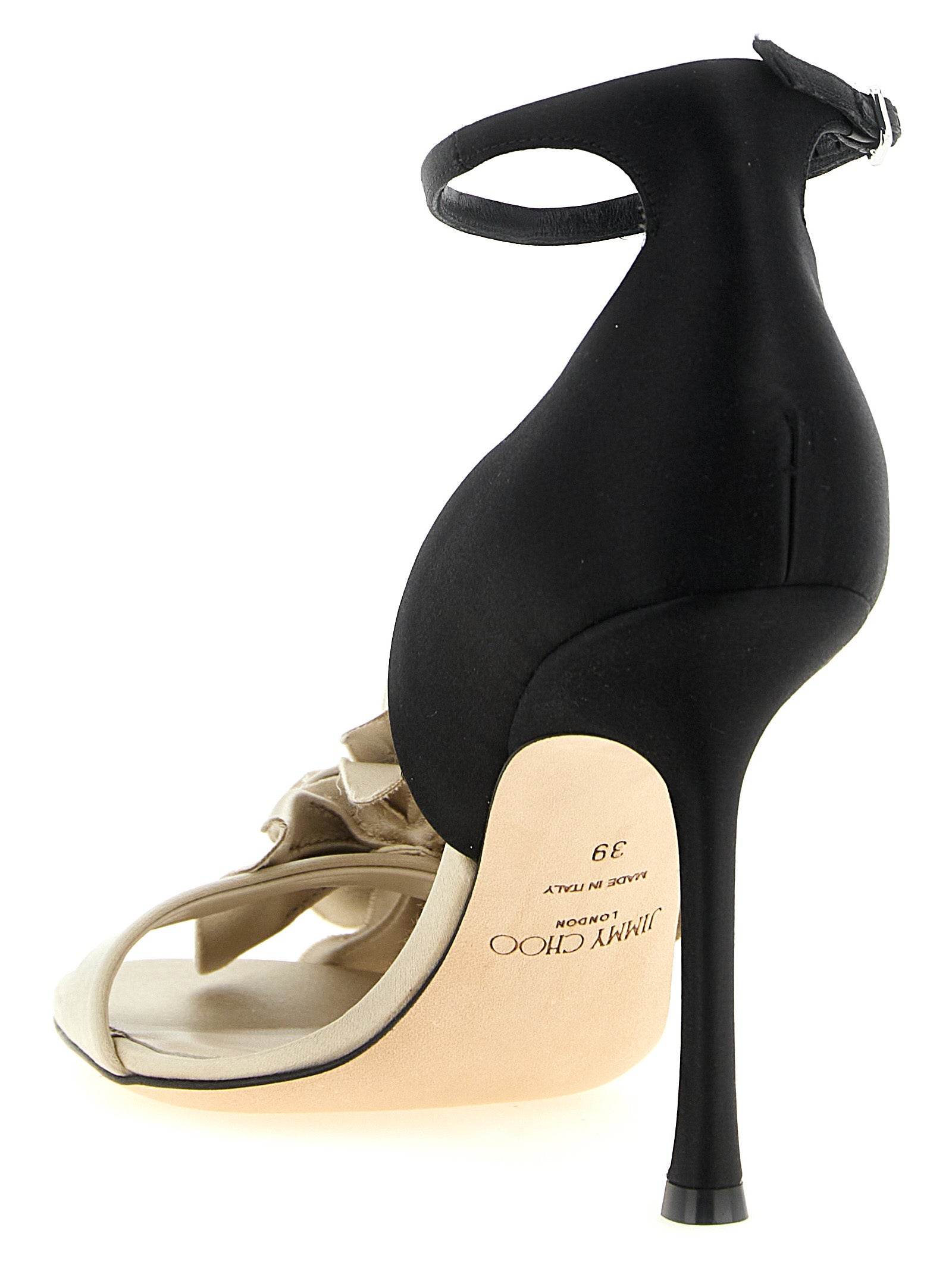 Mehrfarbige Tencel-Stilettosandalen