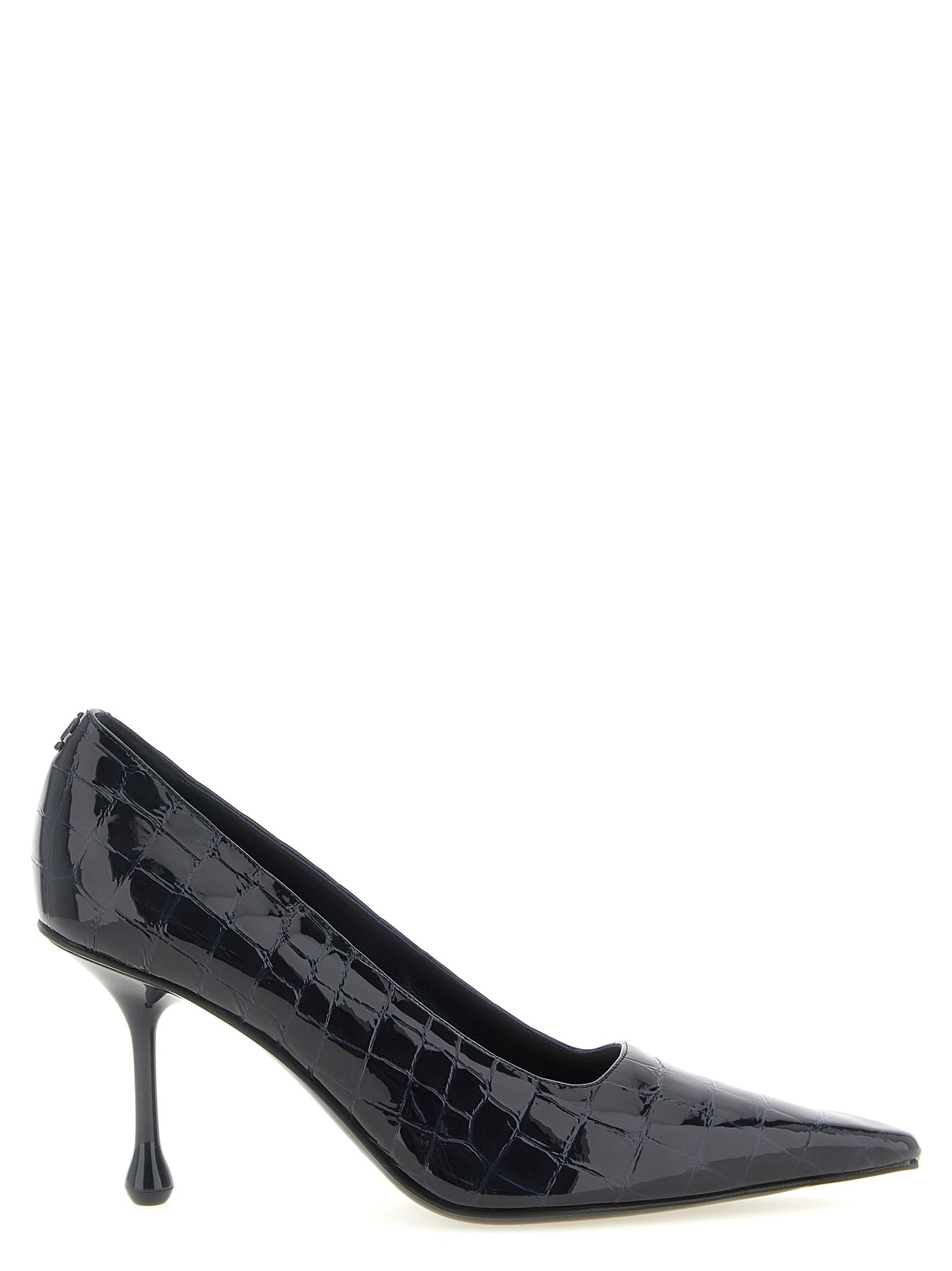 Blaue Leder Pumps mit hohem Absatz