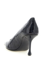 Blaue Leder Pumps mit hohem Absatz