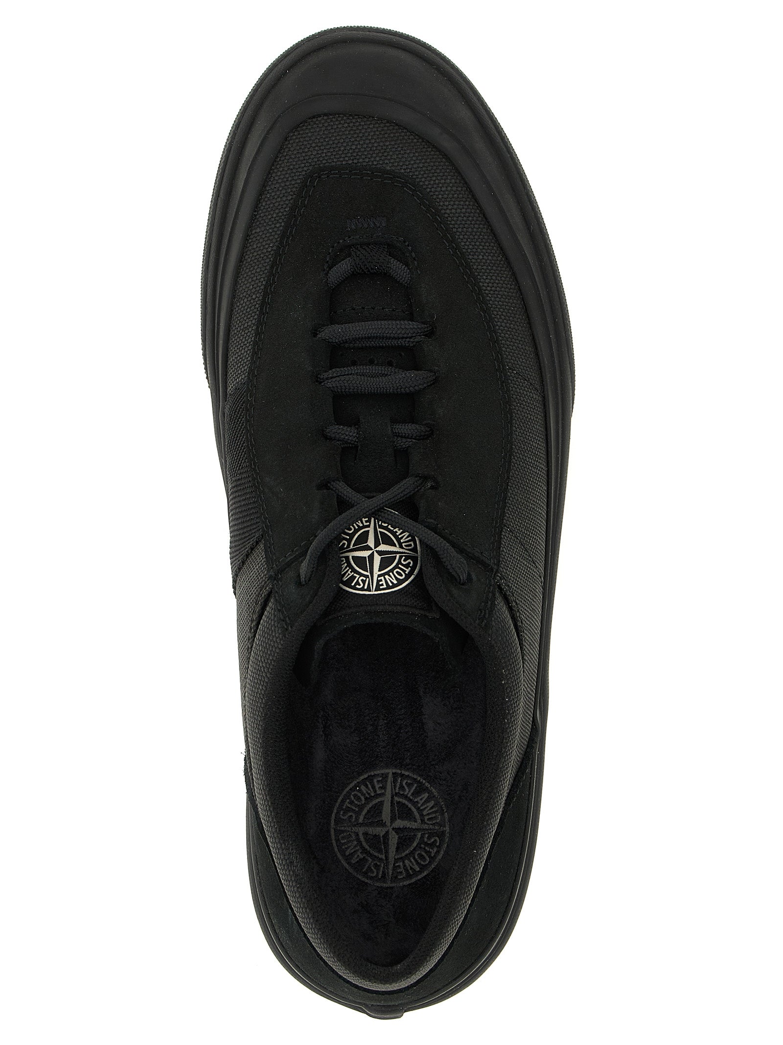 Schwarze Low-Top-Sneaker aus Baumwolle