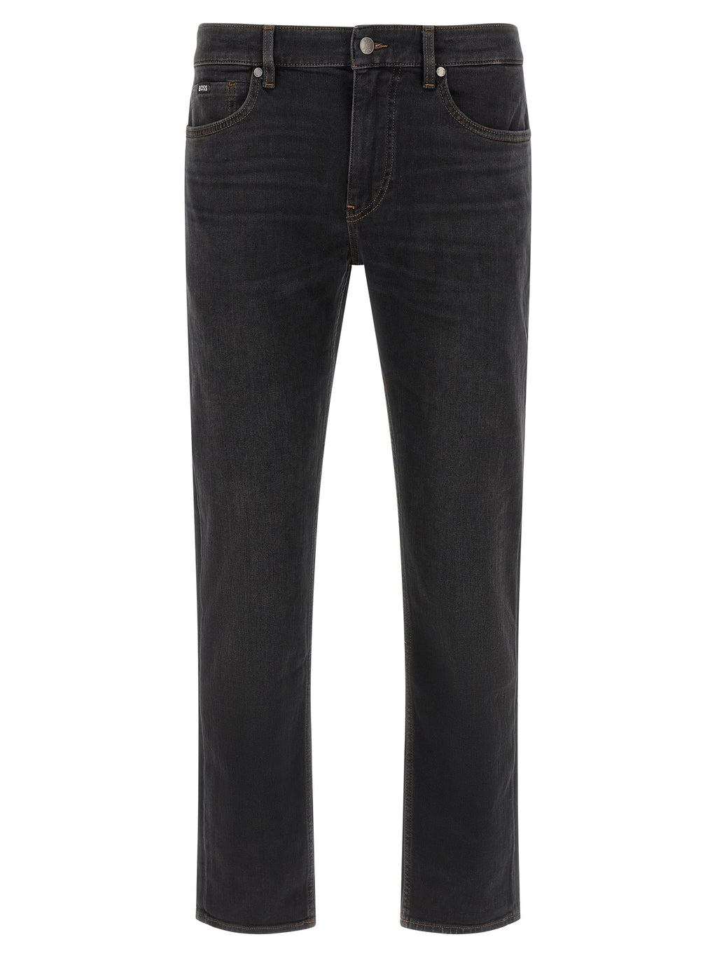 Schwarze Baumwoll-Jeans mit geradem Bein