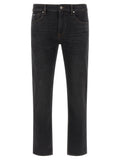 Schwarze Baumwoll-Jeans mit geradem Bein