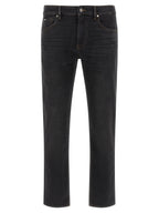 Schwarze Baumwoll-Jeans mit geradem Bein