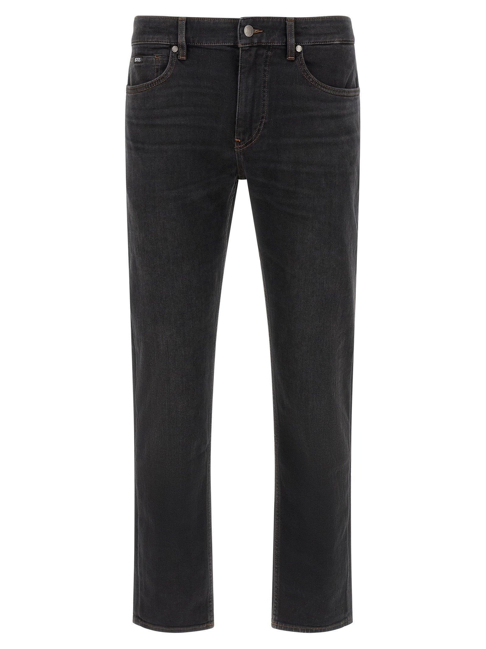 Schwarze Baumwoll-Jeans mit geradem Bein